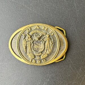 Vintage Idaho 80s Brass Belt Buckle Gold Tone Nature Belt Buckle Vintage